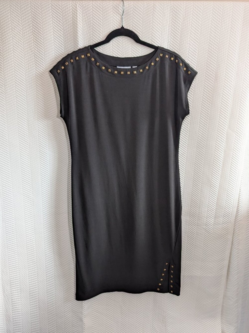 Susan Graver Black Jersey Studded Midi Dress Size Small to Medium